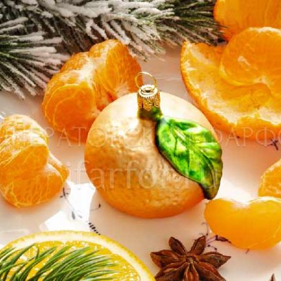 Елочная игрушка «Ягоды и фрукты. Мандарин»