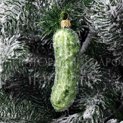 Елочная игрушка Ягоды и фрукты. Огурец в инее