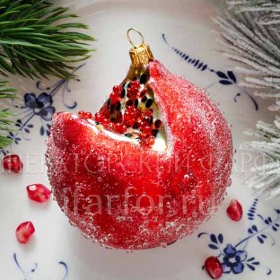 Елочная игрушка Ягоды и фрукты. Лопнувший гранат