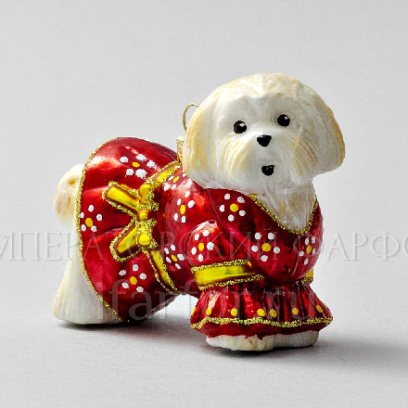 Елочная игрушка в подарочной коробке 210х130мм Гаванский бишон