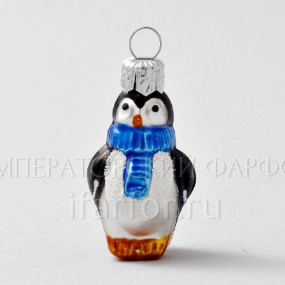 Елочная игрушка «Пингвин в голубом шарфе»