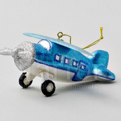 Елочная игрушка «Самолет синий»