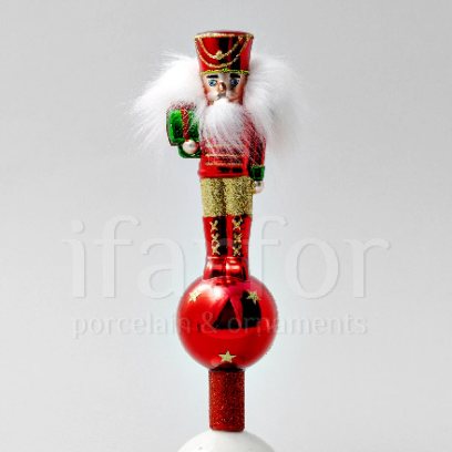 Елочная игрушка в подарочной коробке Верхушка для елки Щелкунчик с пушистыми волосами