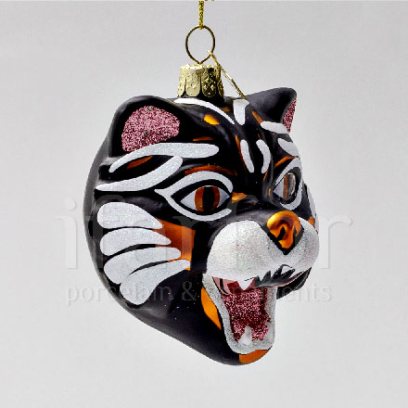 Елочная игрушка Голова тигра черная