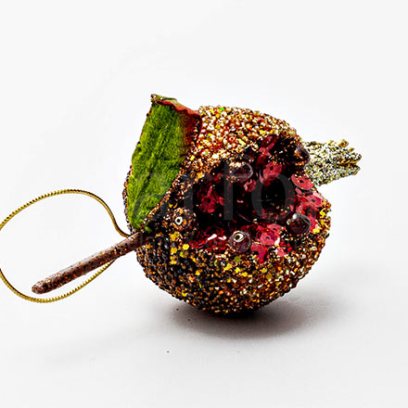 Елочная игрушка Бусина гранат золотистый