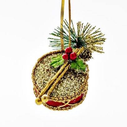 Елочная игрушка Барабан красный