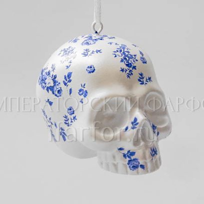 Елочная игрушка Череп Голубой