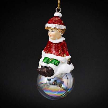 Елочная игрушка Мальчик на шаре