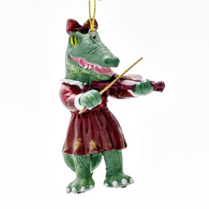 Елочная игрушка «Крокодилица со скрипкой»