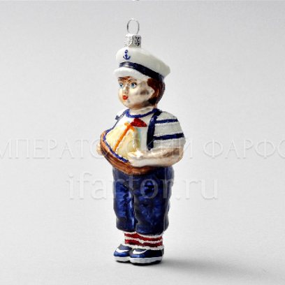 Елочная игрушка «Морячок» Стекло. 135 мм.