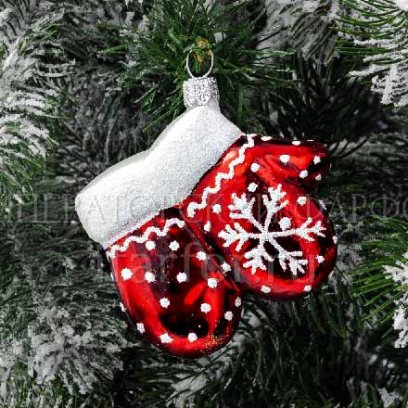 Елочная игрушка Рукавички красные