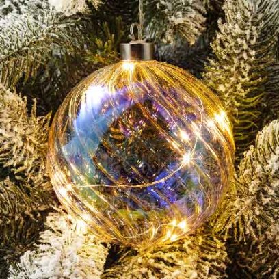 Елочная игрушка Светящийся жемчужный шар 10LED
