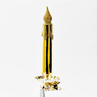 Елочная игрушка Свеча золотистая