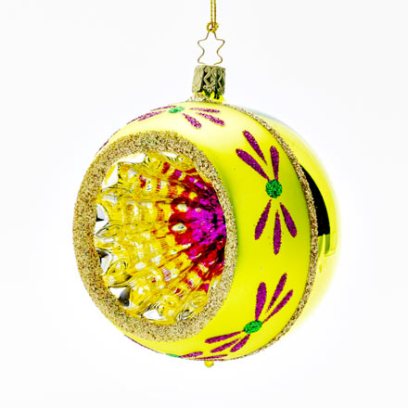 Елочная игрушка «Шар-рефлектор лимонный»