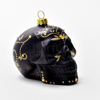 Елочная игрушка Череп черный 1