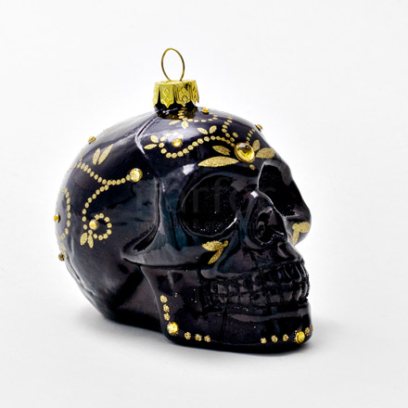 Елочная игрушка Череп черный 2