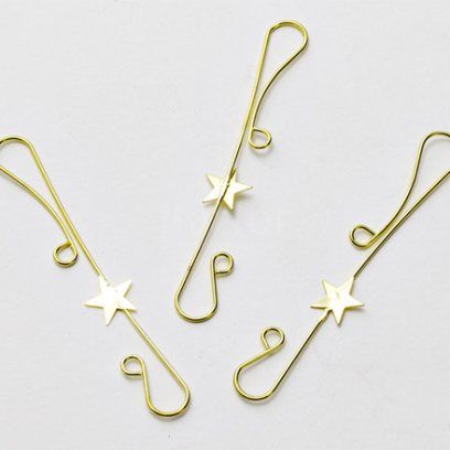 Крючки двойные со звездой для елочных игрушек Золотой Крючки двойные со звездой 18шт