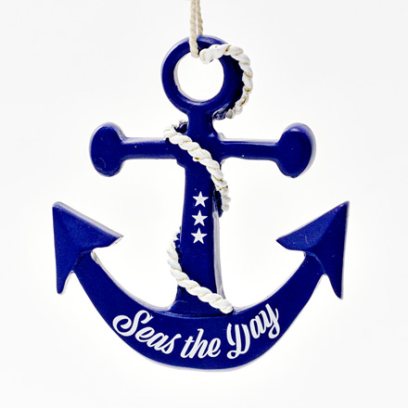 Елочная игрушка Якорь синий