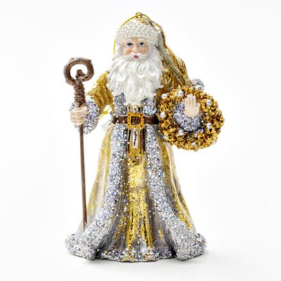 Елочная игрушка Дед Мороз с венком