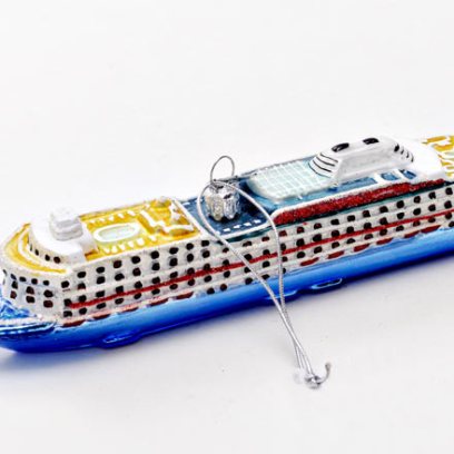 Елочная игрушка «Круизный лайнер» Стекло. 155 x 45 мм.