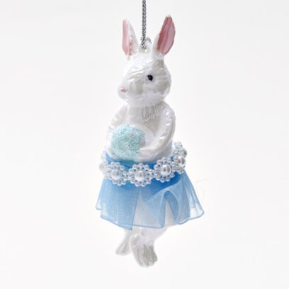 Елочная игрушка «Крольчиха в голубой пачке»