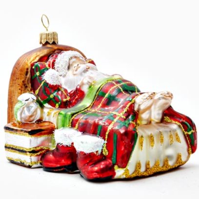 Елочная игрушка Дед Мороз в кроватке