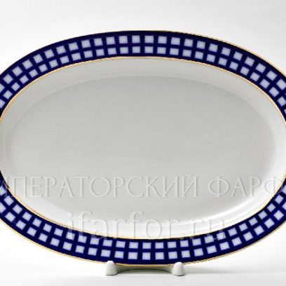Блюдо овальное «Кобальтовая клетка»
