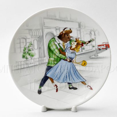 Тарелка декоративная «Быки-стиляги. Бродвей»