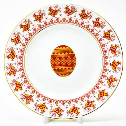 Тарелка плоская «Петушки-гребешки»