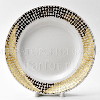 Тарелка мелкая «Зазеркалье. Ромбы (золото)»