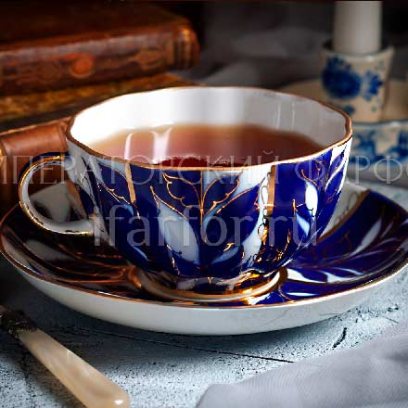 Чашка с блюдцем чайный «Зимний вечер» 1/2