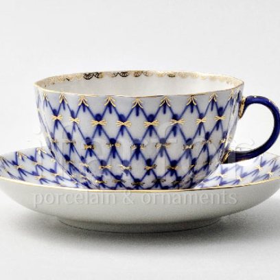 Чашка с блюдцем чайная «Кобальтовая сетка» 1/2