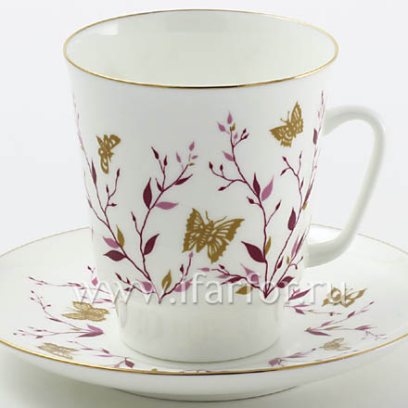 Чашка с блюдцем «Розовые веточки» 1/2