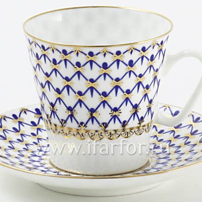 Чашка с блюдцем «Кобальтовая сетка» 1/2