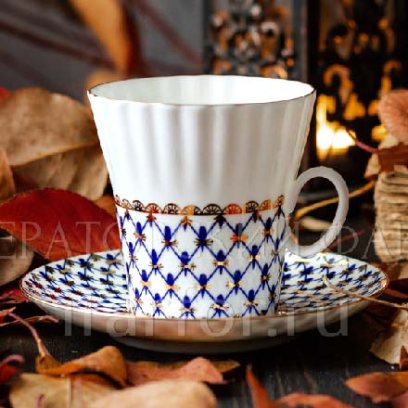 Чашка с блюдцем «Кобальтовая сетка» 1/2