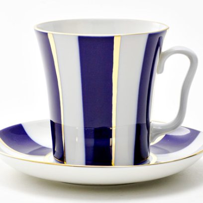 Бокал с блюдцем «Кобальтовые полосы» 1/2