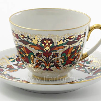 Чашка с блюдцем чайная «Красный петух» 1/2
