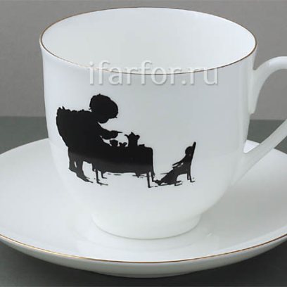 Чашка с блюдцем «Силуэты. Чаепитие» 1/2