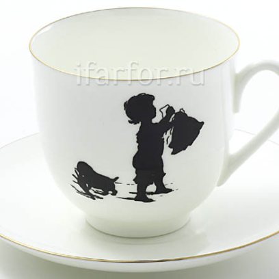 Чашка с блюдцем «Силуэты. Хлопоты» 1/2
