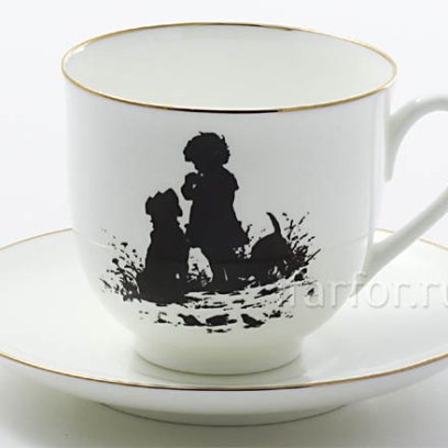 Чашка с блюдцем «Силуэты. Друзья» 1/2