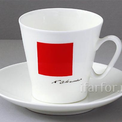 Чашка с блюдцем кофейная «Красный квадрат» 1/2