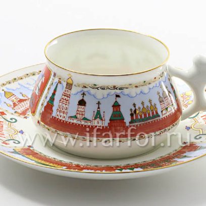 Чашка с блюдцем кофейная Московский Кремль 1/2 Билибина