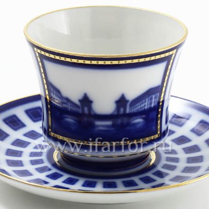 Чашка с блюдцем чайная «Мост Ломоносова» 1/2