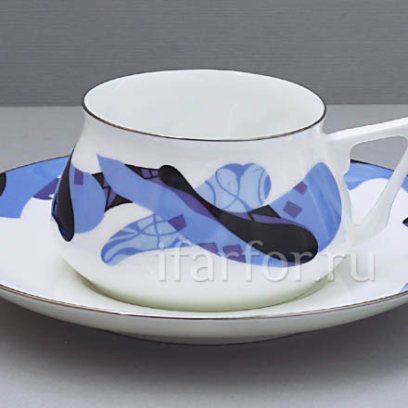 Чашка с блюдцем «Карамель (синяя)» 1/2