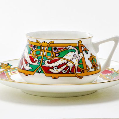 Чашка с блюдцем кофейная «Сказочные птицы 1» 1/2