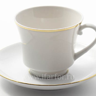 Чашка с блюдцем чайный «Золотая лента» 1/2