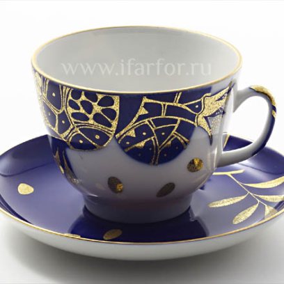 Чашка с блюдцем чайная «Гранат золотой» 1/2