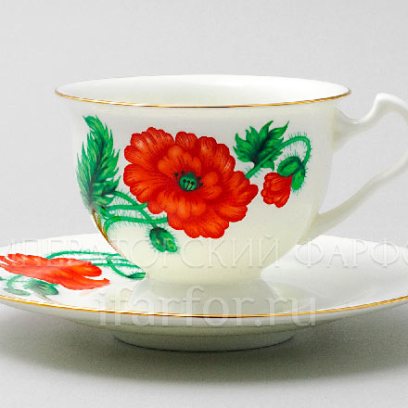 Чашка с блюдцем чайный «Огонек» 1/2
