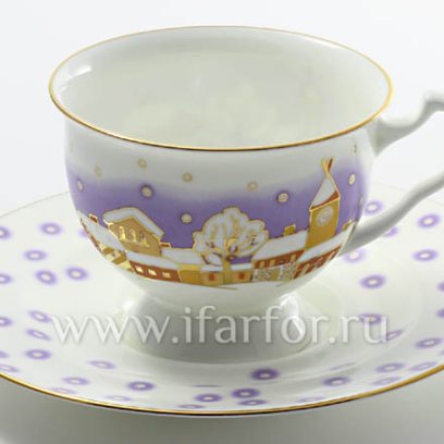 Чашка с блюдцем чайный «Снегопад» 1/2
