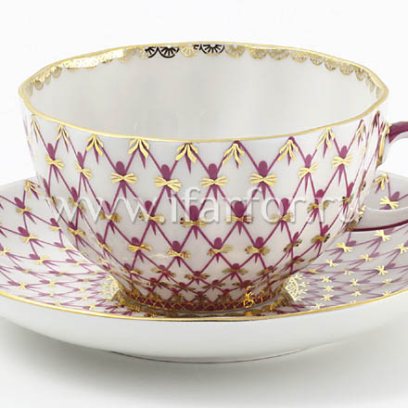 Чашка с блюдцем чайная «Сетка-Блюз» 1/2